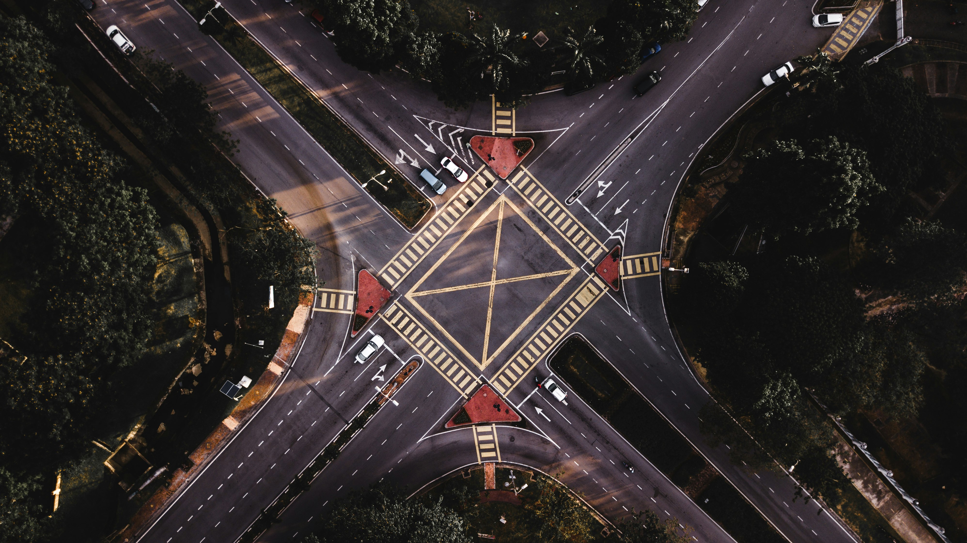 birds eye view of asphalt road